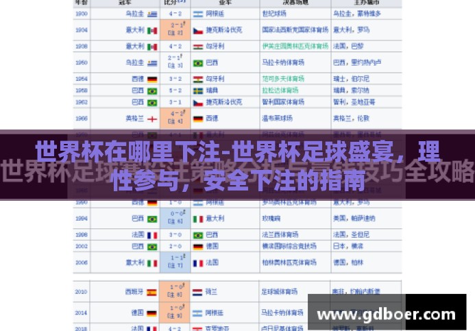 世界杯在哪里下注-世界杯足球盛宴，理性参与，安全下注的指南