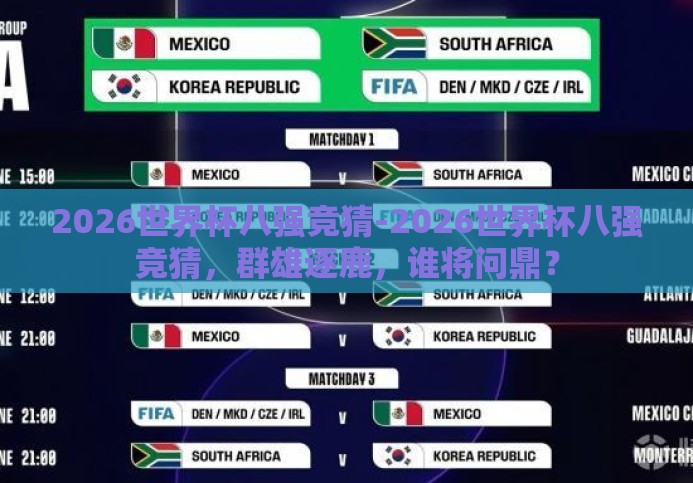 2026世界杯八强竞猜-2026世界杯八强竞猜，群雄逐鹿，谁将问鼎？