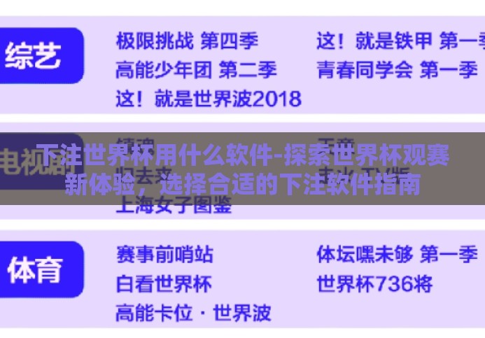 下注世界杯用什么软件-探索世界杯观赛新体验,选择合适的下注软件指南 下注世界杯用什么软件-探索世界杯观赛新体验,选择合适的下注软件指南