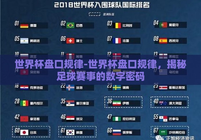 世界杯盘口规律-世界杯盘口规律,揭秘足球赛事的数字密码 世界杯盘口规律-世界杯盘口规律,揭秘足球赛事的数字密码