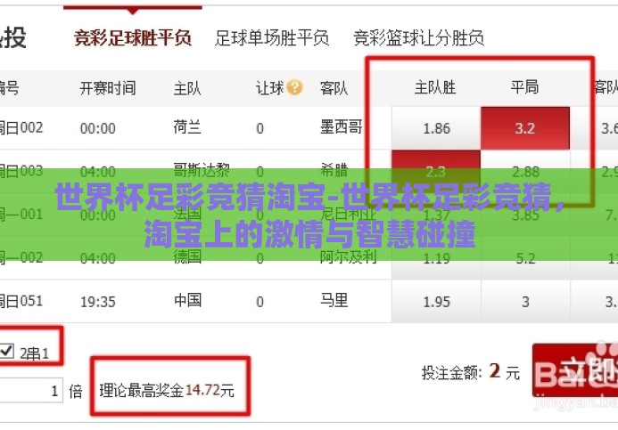 世界杯足彩竞猜淘宝-世界杯足彩竞猜，淘宝上的激情与智慧碰撞