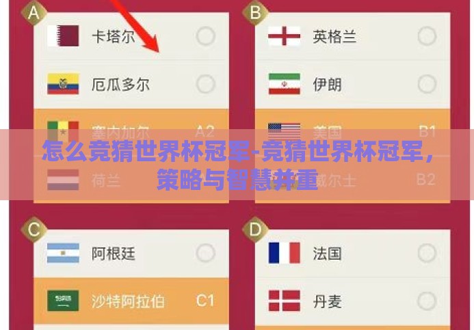 怎么竞猜世界杯冠军-竞猜世界杯冠军,策略与智慧并重 怎么竞猜世界杯冠军-竞猜世界杯冠军,策略与智慧并重