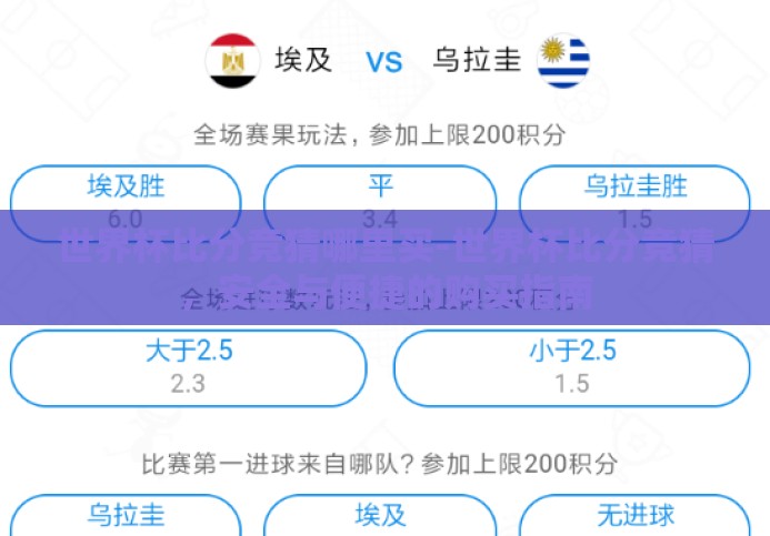 世界杯比分竞猜哪里买-世界杯比分竞猜，安全与便捷的购买指南