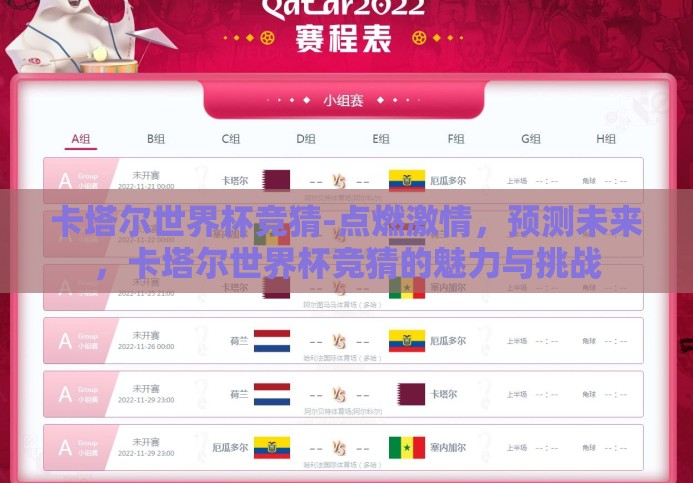 卡塔尔世界杯竞猜-点燃激情,预测未来,卡塔尔世界杯竞猜的魅力与挑战 卡塔尔世界杯竞猜-点燃激情,预测未来,卡塔尔世界杯竞猜的魅力与挑战