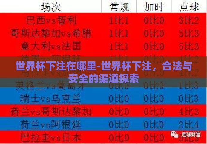 世界杯下注在哪里-世界杯下注,合法与安全的渠道探索 世界杯下注在哪里-世界杯下注,合法与安全的渠道探索