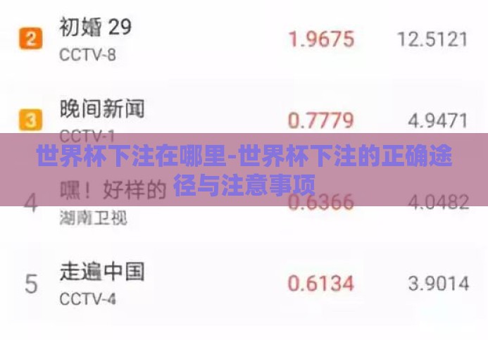 世界杯下注在哪里-世界杯下注的正确途径与注意事项