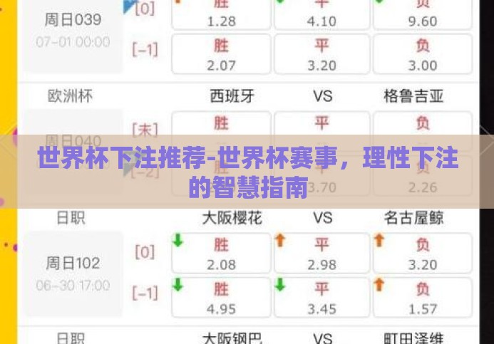 世界杯下注推荐-世界杯赛事，理性下注的智慧指南