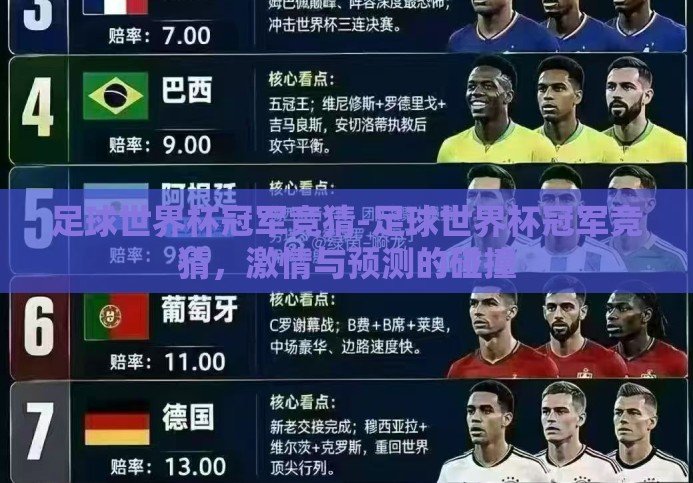 足球世界杯冠军竞猜-足球世界杯冠军竞猜，激情与预测的碰撞