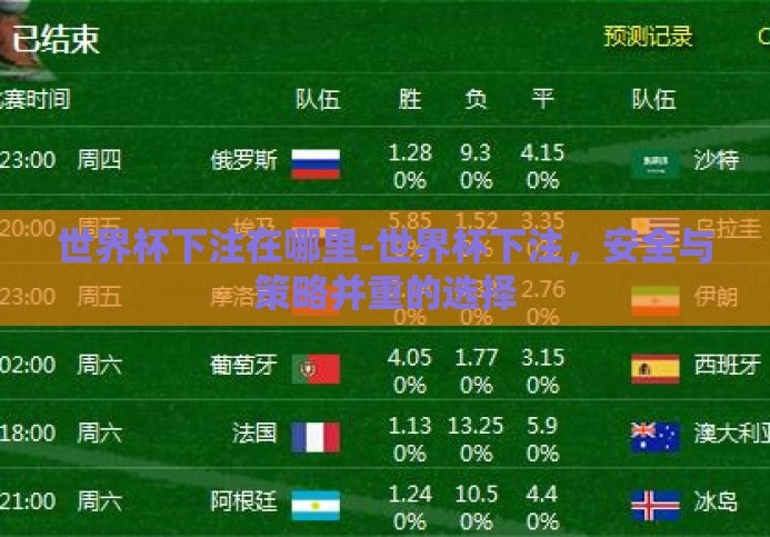 世界杯下注在哪里-世界杯下注,安全与策略并重的选择 世界杯下注在哪里-世界杯下注,安全与策略并重的选择