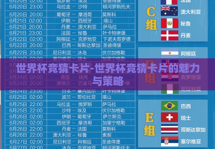 世界杯竞猜卡片-世界杯竞猜卡片的魅力与策略